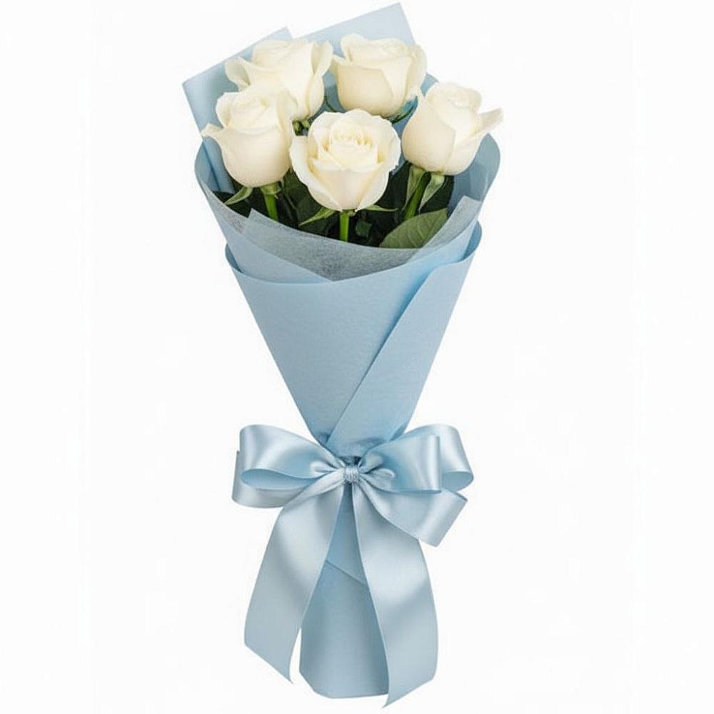 Букет 5 Белых роз Проуд в Миасское