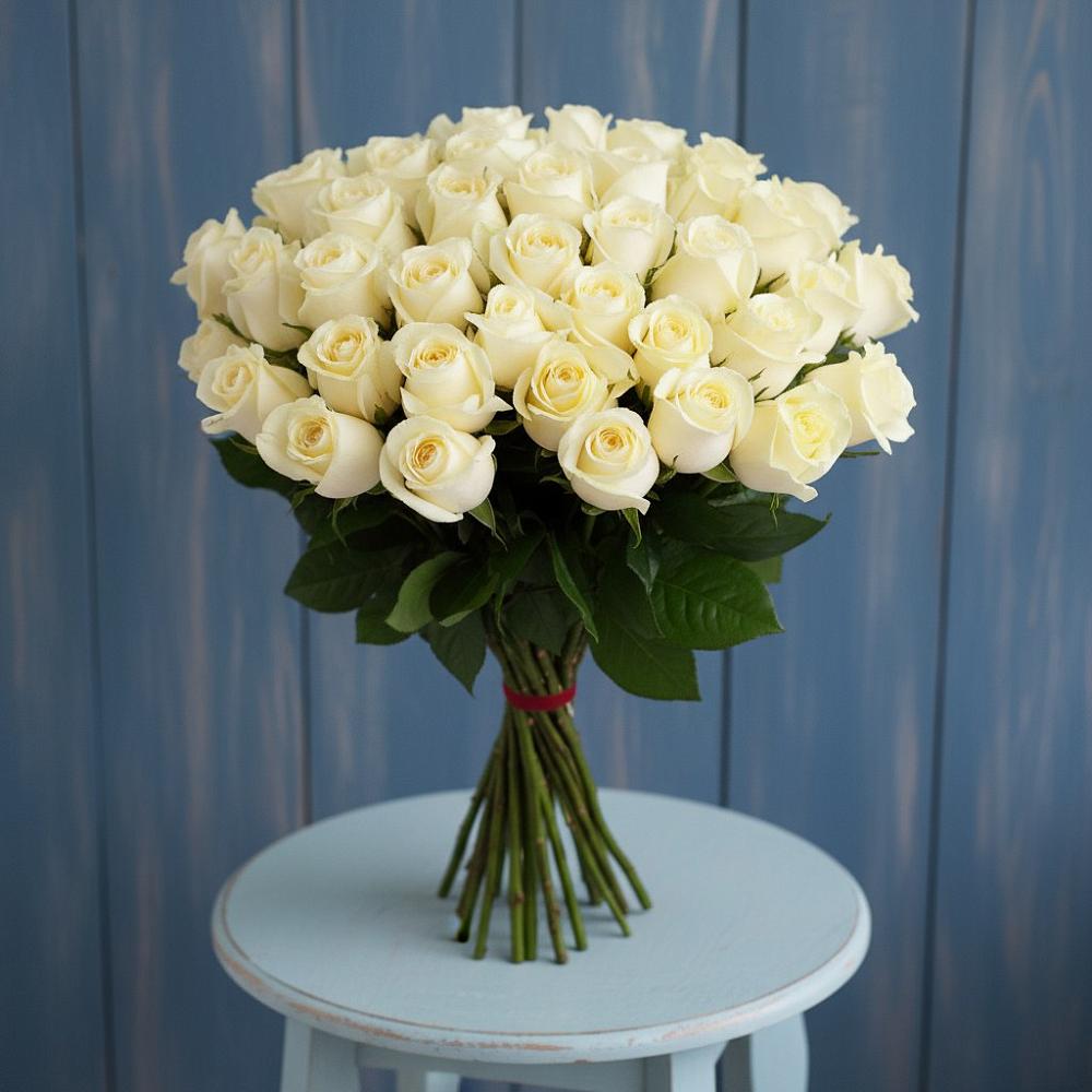 Букет 51 Белая роза Эдлесс Лав в Миасское