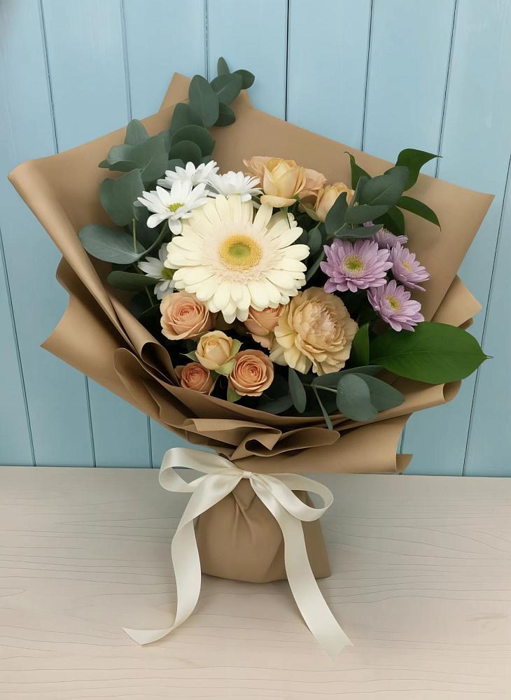 Букет цветов из: Герберы и Хризантемы в Миасское