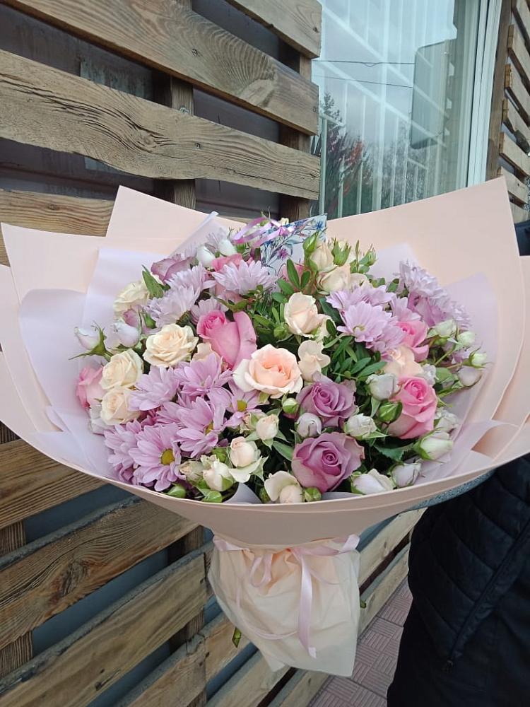 Букет цветов из: Розы и Хризантемы в Миасское