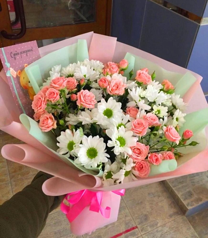 Букет цветов из: Розы и Хризантемы в Миасское