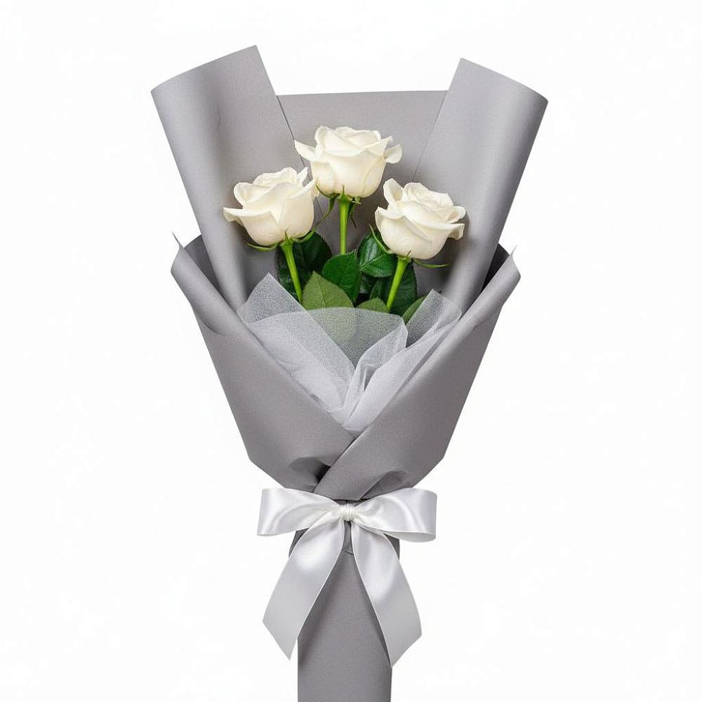 Букет 3 белые розы в Миасское