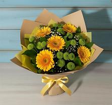 Букет цветов из:  Герберы и Хризантемы в Миасское