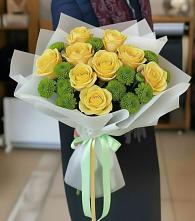 Букет цветов из:  Хризантемы и Розы в Миасское