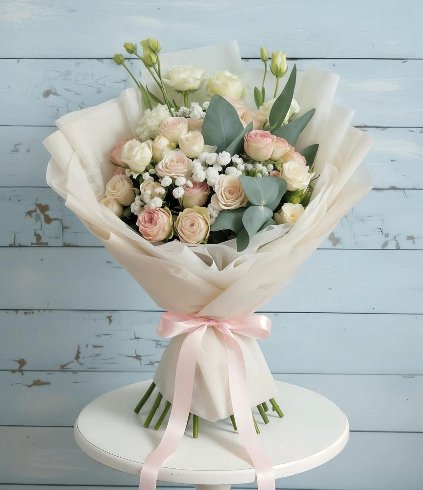 Букет цветов из: Розы и Лизиантусы в Миасское