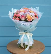 Букет цветов из:  Хризантемы и Розы в Миасское