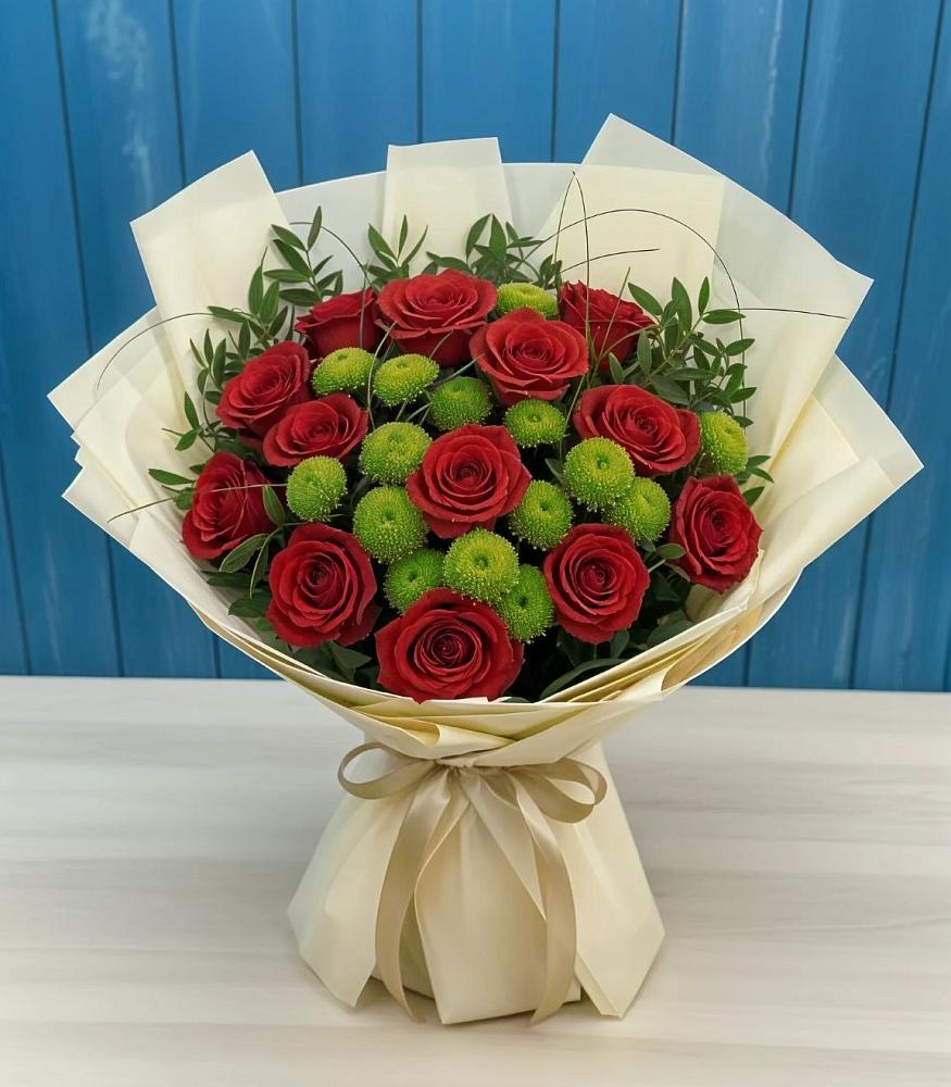 Букет цветов из: Розы и Хризантемы в Миасское