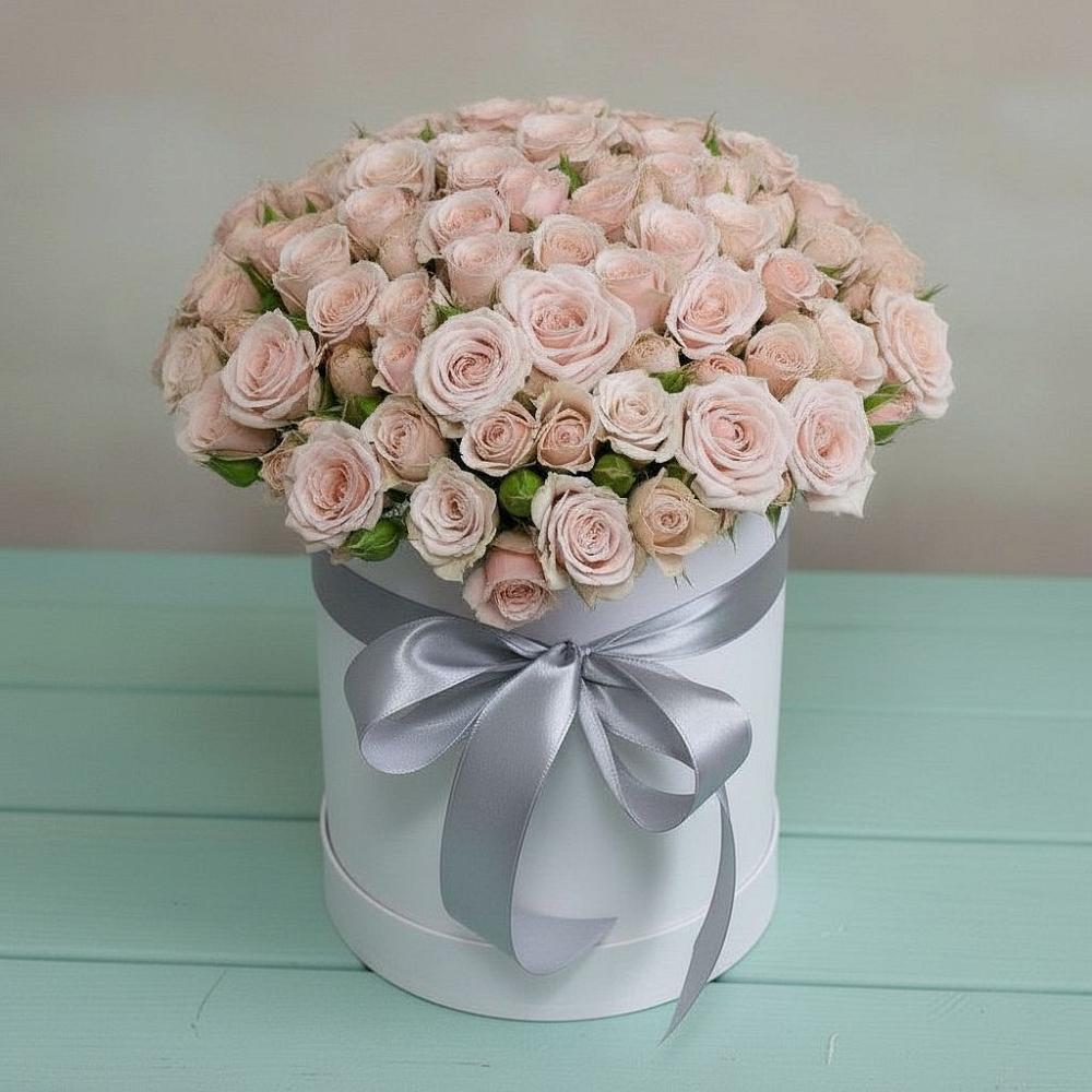 Цветочная композиция из Розы в шляпной коробке в Миасское